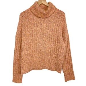 William Rast Wool Blend Multicolor Turtleneck Sweater, Pink -‎ Size L